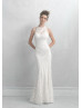 Halter Neck Backless Ivory Lace Long Beaded Wedding Dress 